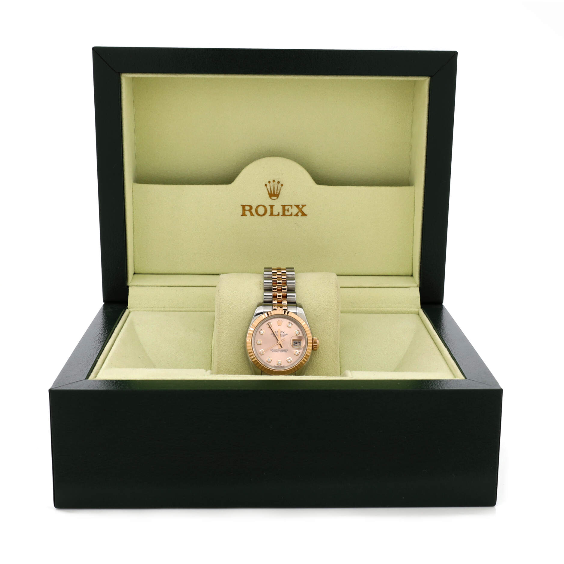 Oyster Perpetual Datejust Automatic Watch Stainless Steel and Rose Gold with Diamond Markers 26