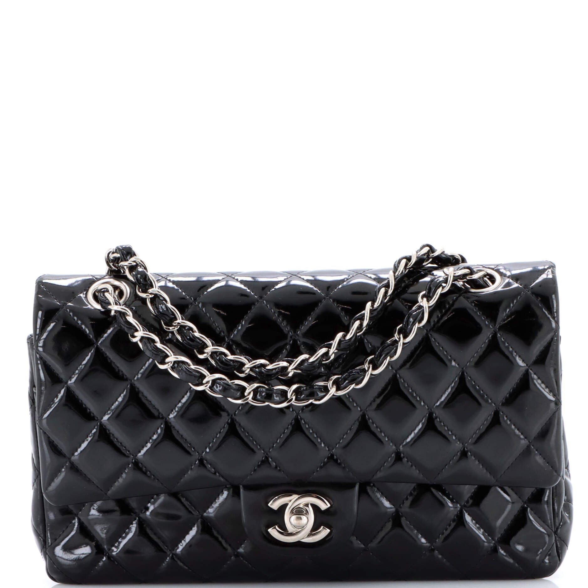 Classic Double Flap Bag Quilted Patent Medium