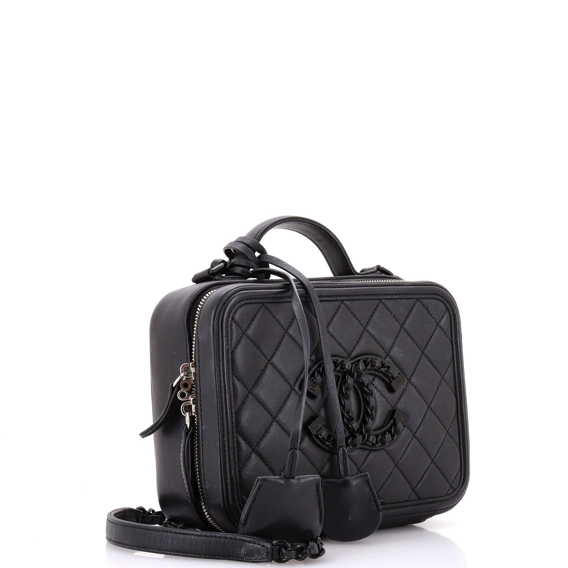 Filigree Vanity Case Quilted Lambskin with Chain Detail Medium