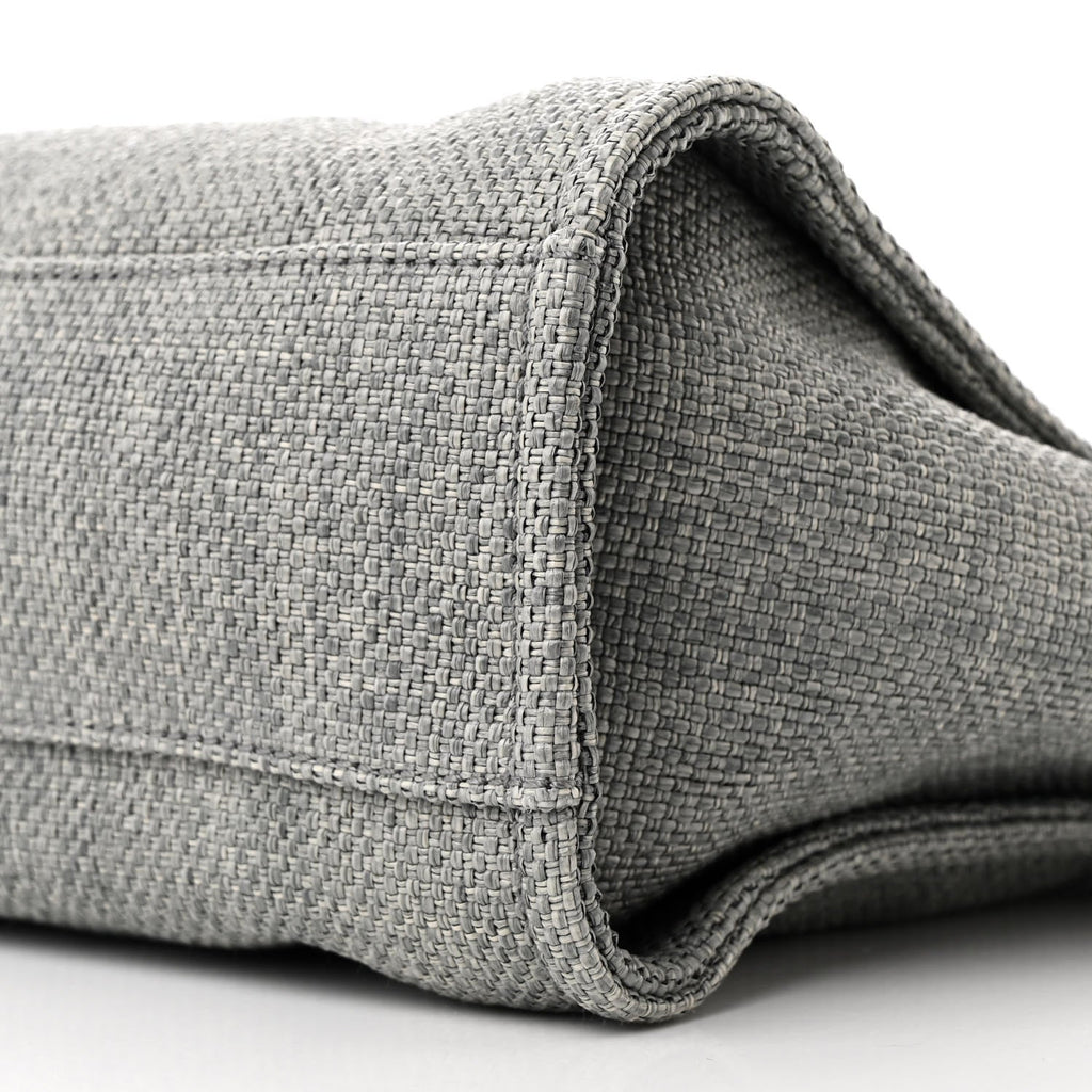Woven Straw Raffia Small Deauville Tote Charcoal