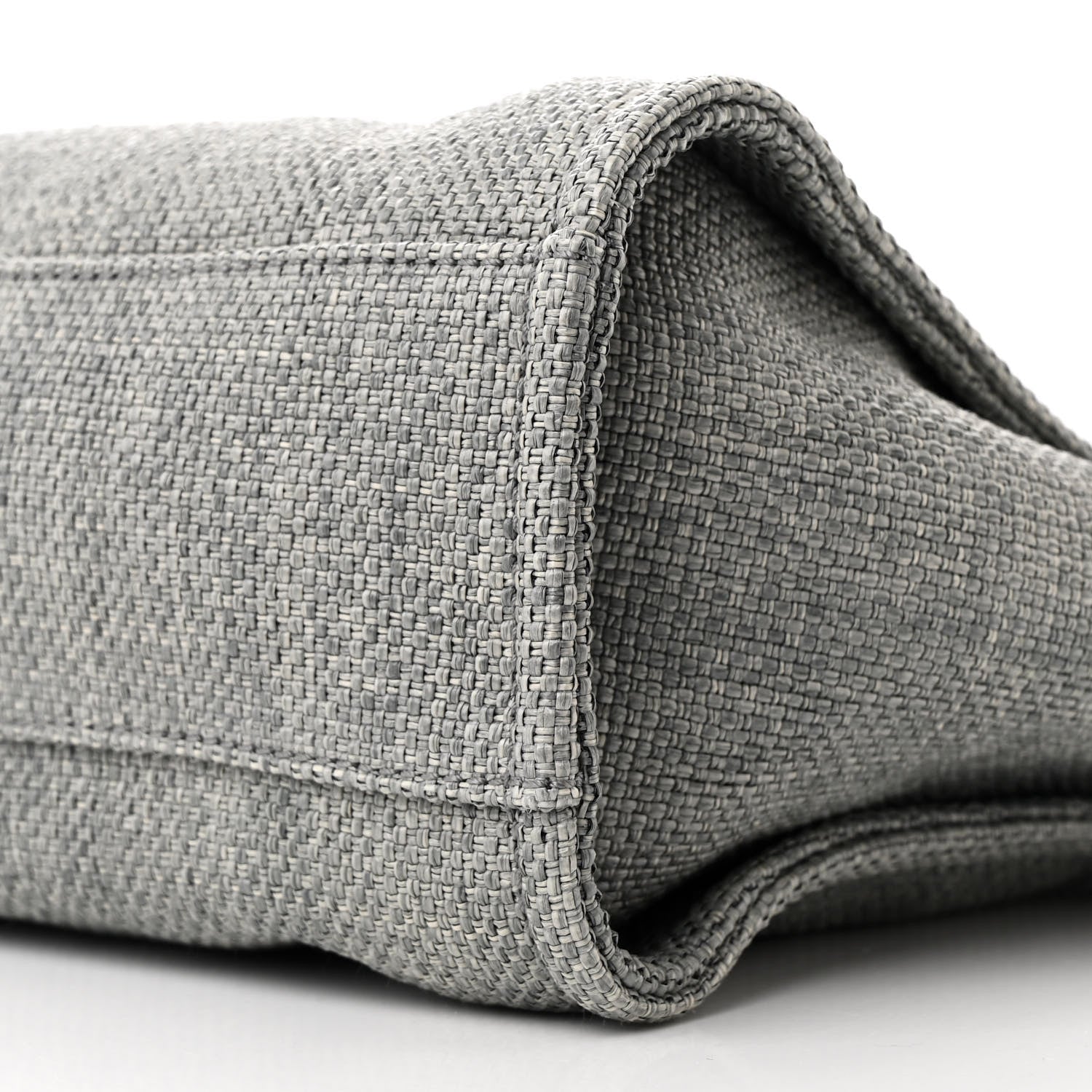 Woven Straw Raffia Small Deauville Tote Charcoal