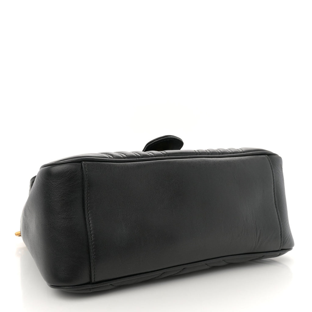 Calfskin Matelasse Small GG Marmont Top Handle Shoulder Bag Black