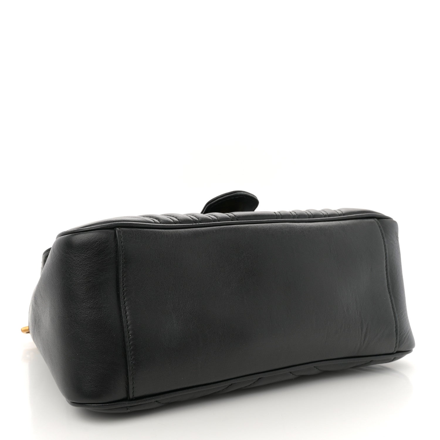 Calfskin Matelasse Small GG Marmont Top Handle Shoulder Bag Black