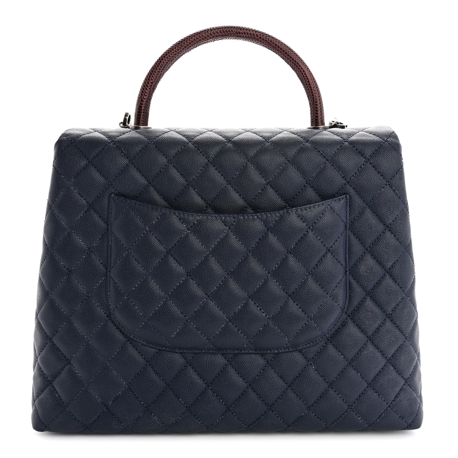 Caviar Lizard Quilted Large Coco Handle Flap Blue