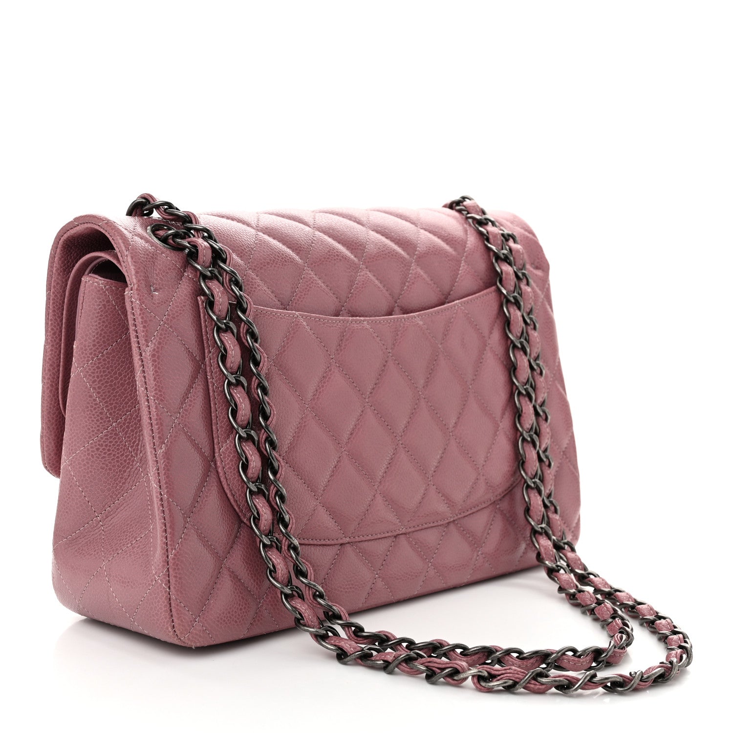 Caviar Quilted Jumbo Double Flap Light Purple