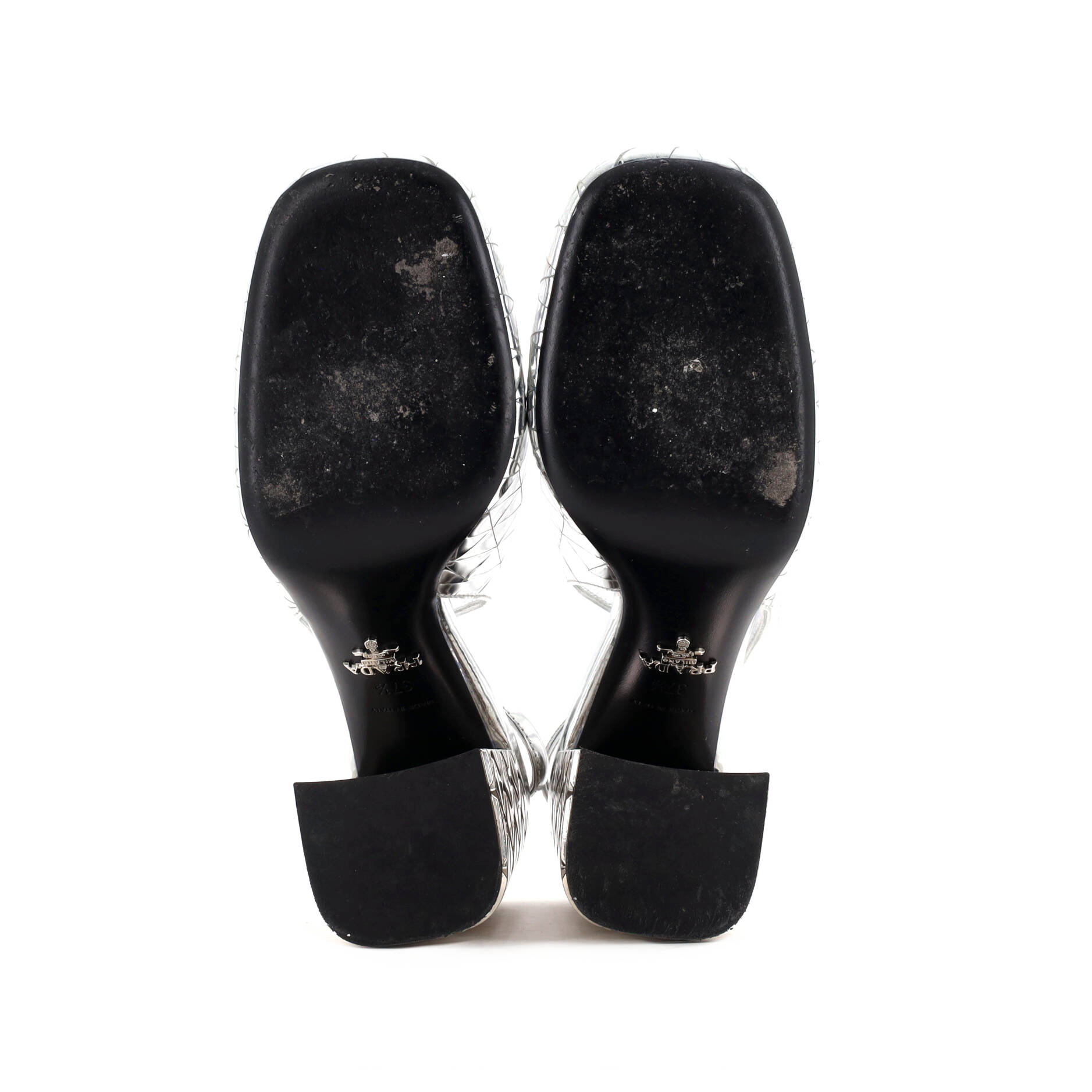 Women's Square Toe Triangle Logo Slingback Pumps Patent