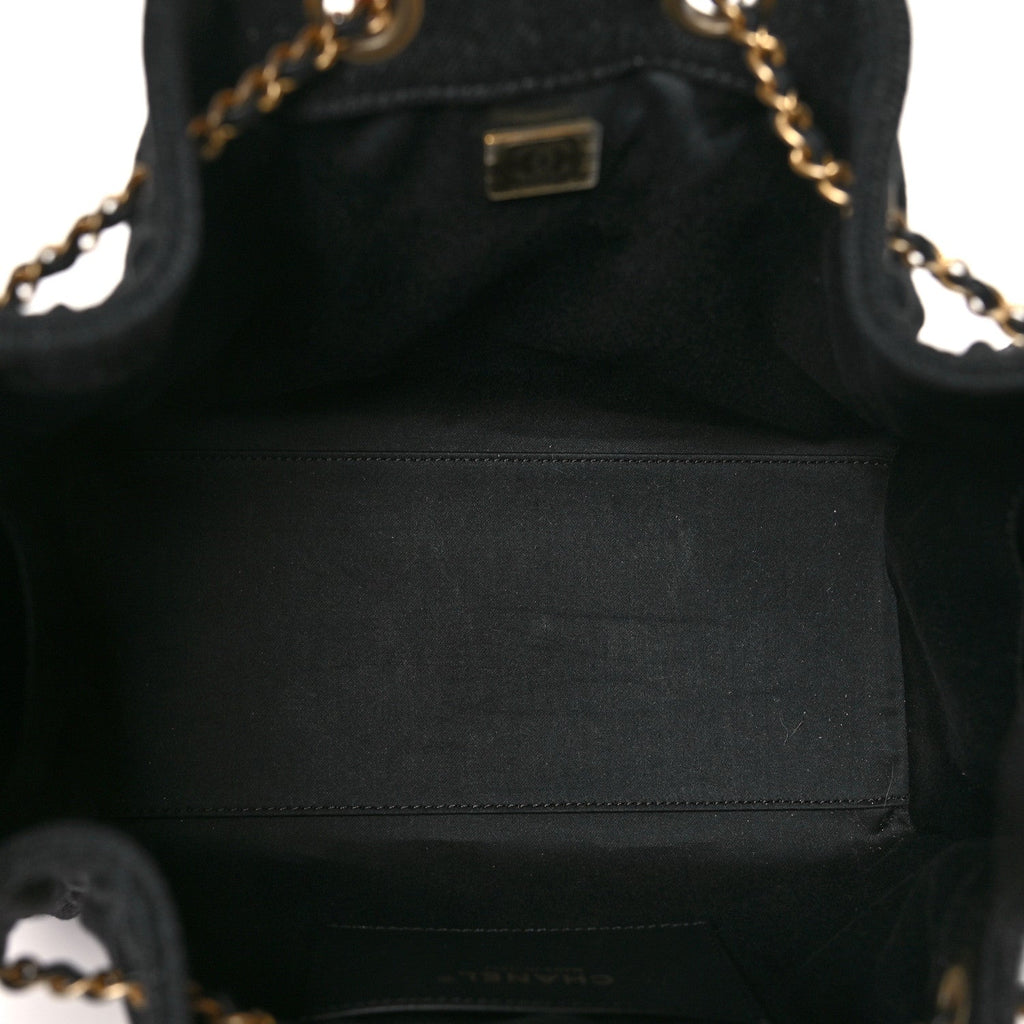 Washed Denim Quilted Small Chanel 25 Handbag Black