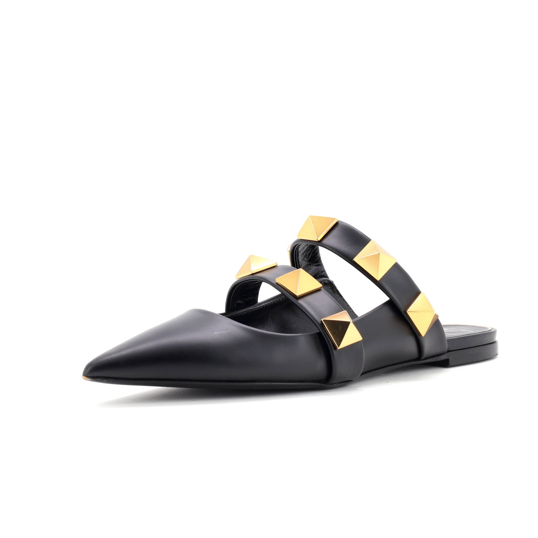 Women's Roman Stud Flat Mules Leather