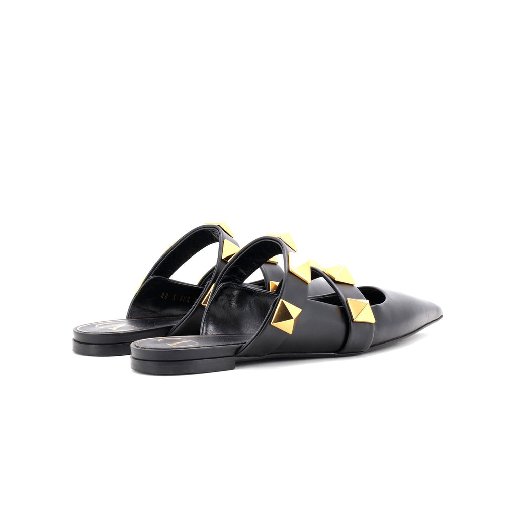 Women's Roman Stud Flat Mules Leather