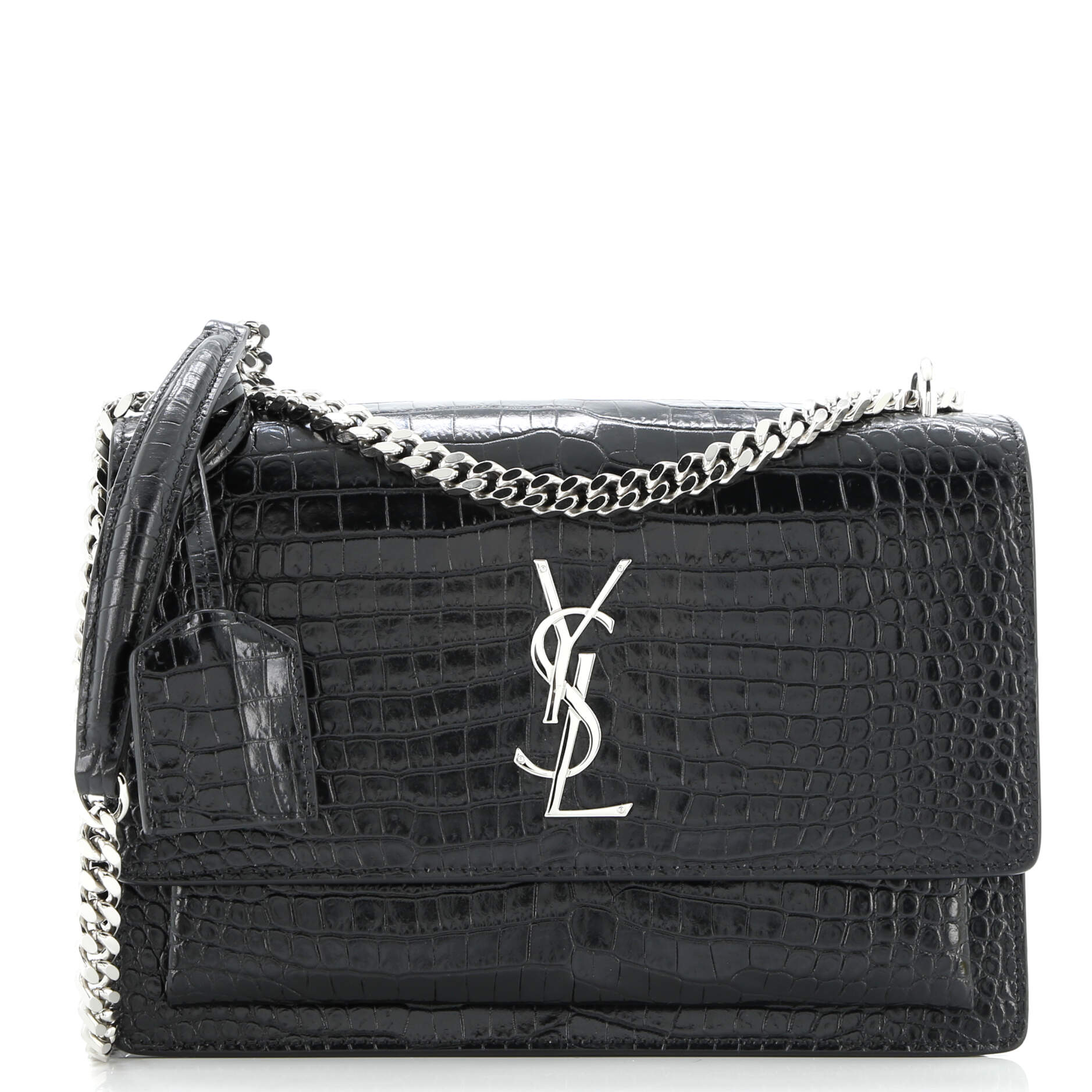 Sunset Crossbody Bag Crocodile Embossed Leather Medium