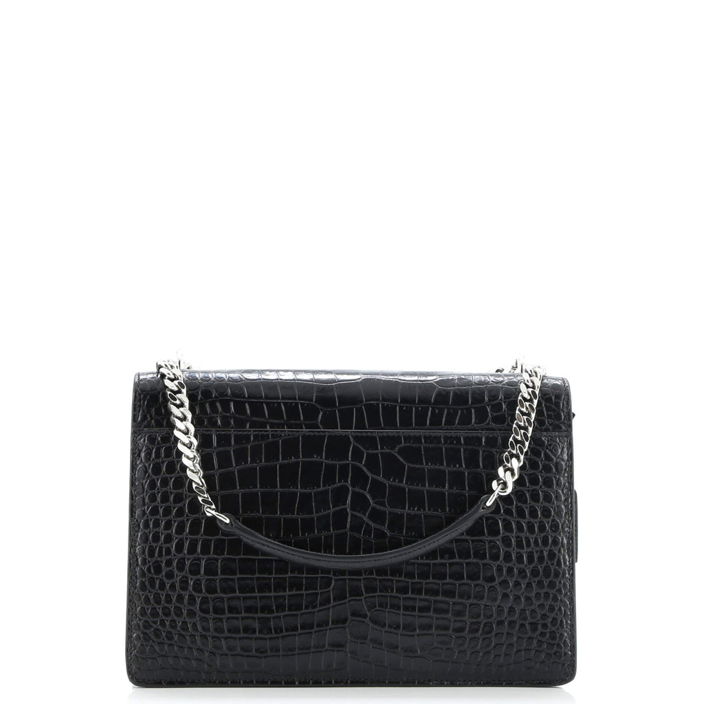 Sunset Crossbody Bag Crocodile Embossed Leather Medium