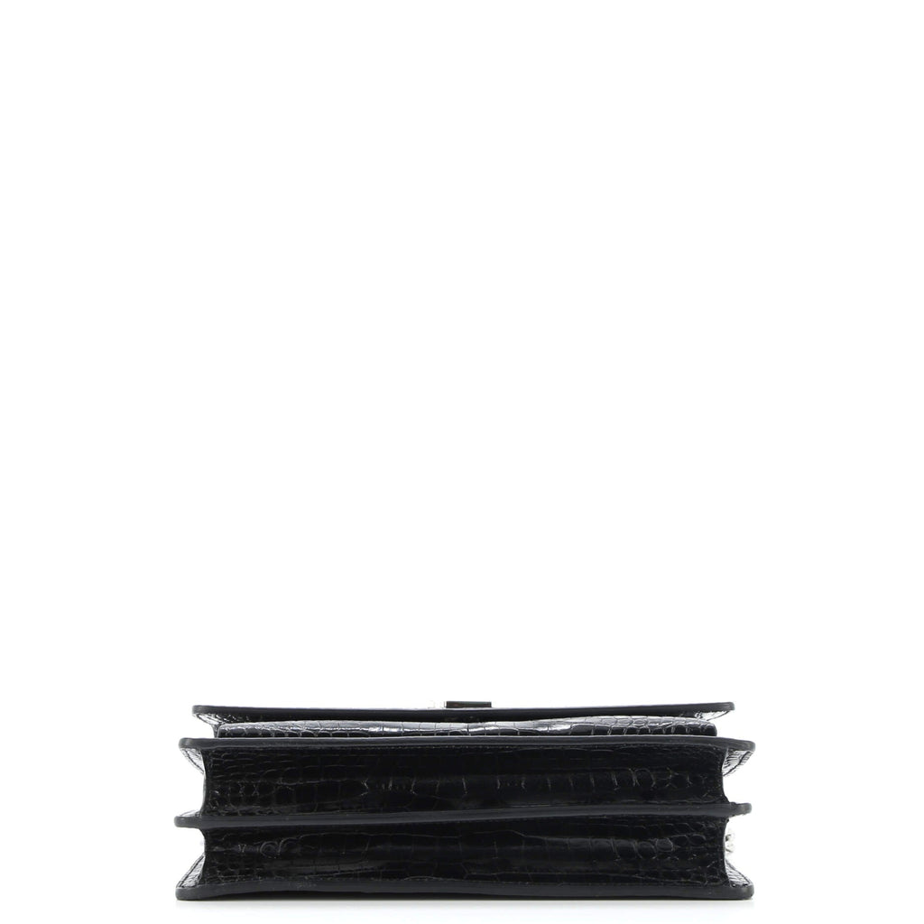 Sunset Crossbody Bag Crocodile Embossed Leather Medium