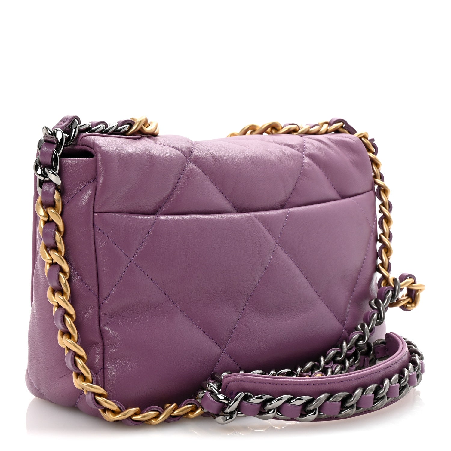 Goatskin Quilted Medium Chanel 19 Flap Violet Purple