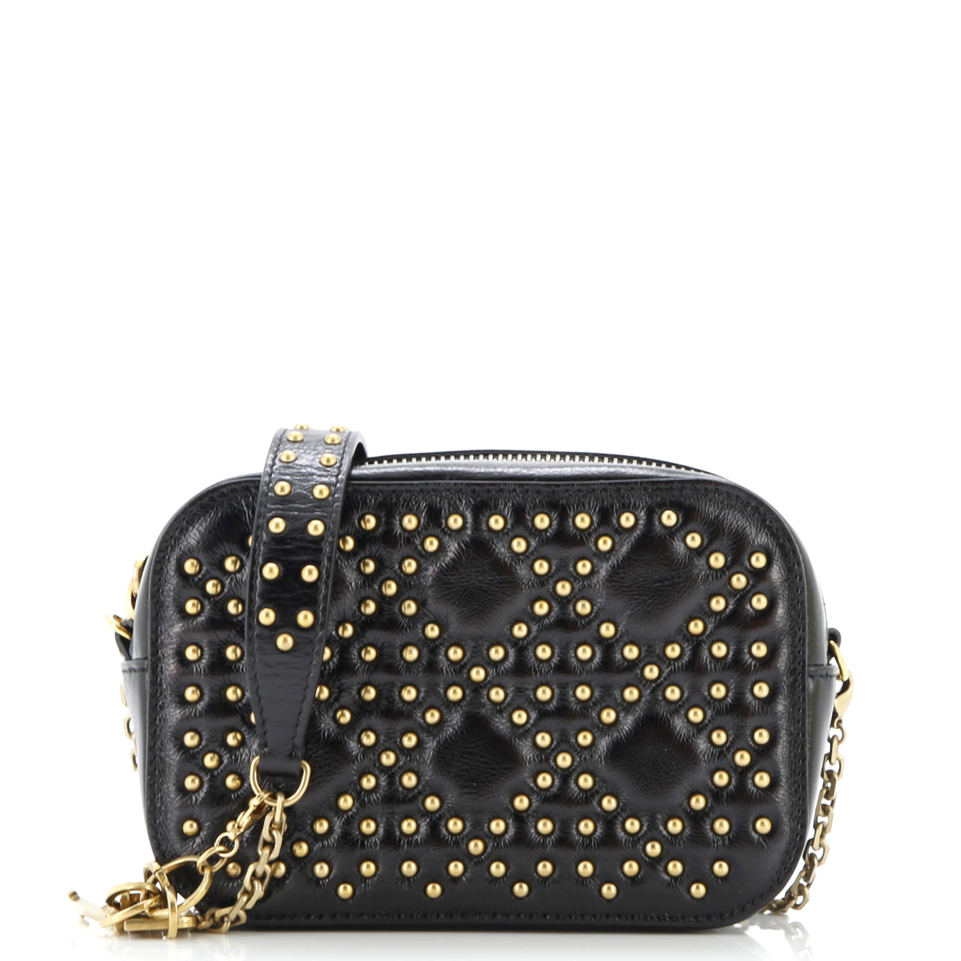 Lady Dior Camera Bag Cannage Studded Leather