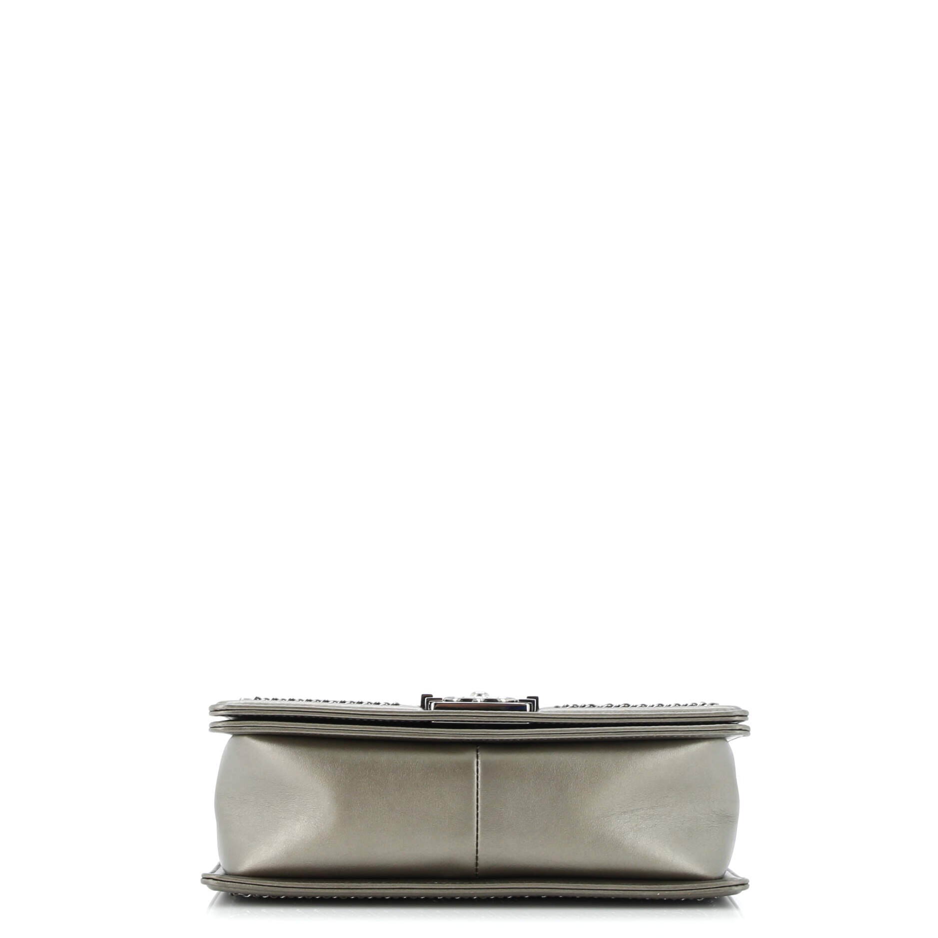 Boy Flap Bag Chevron Embellished Crumpled Calfskin Old Medium