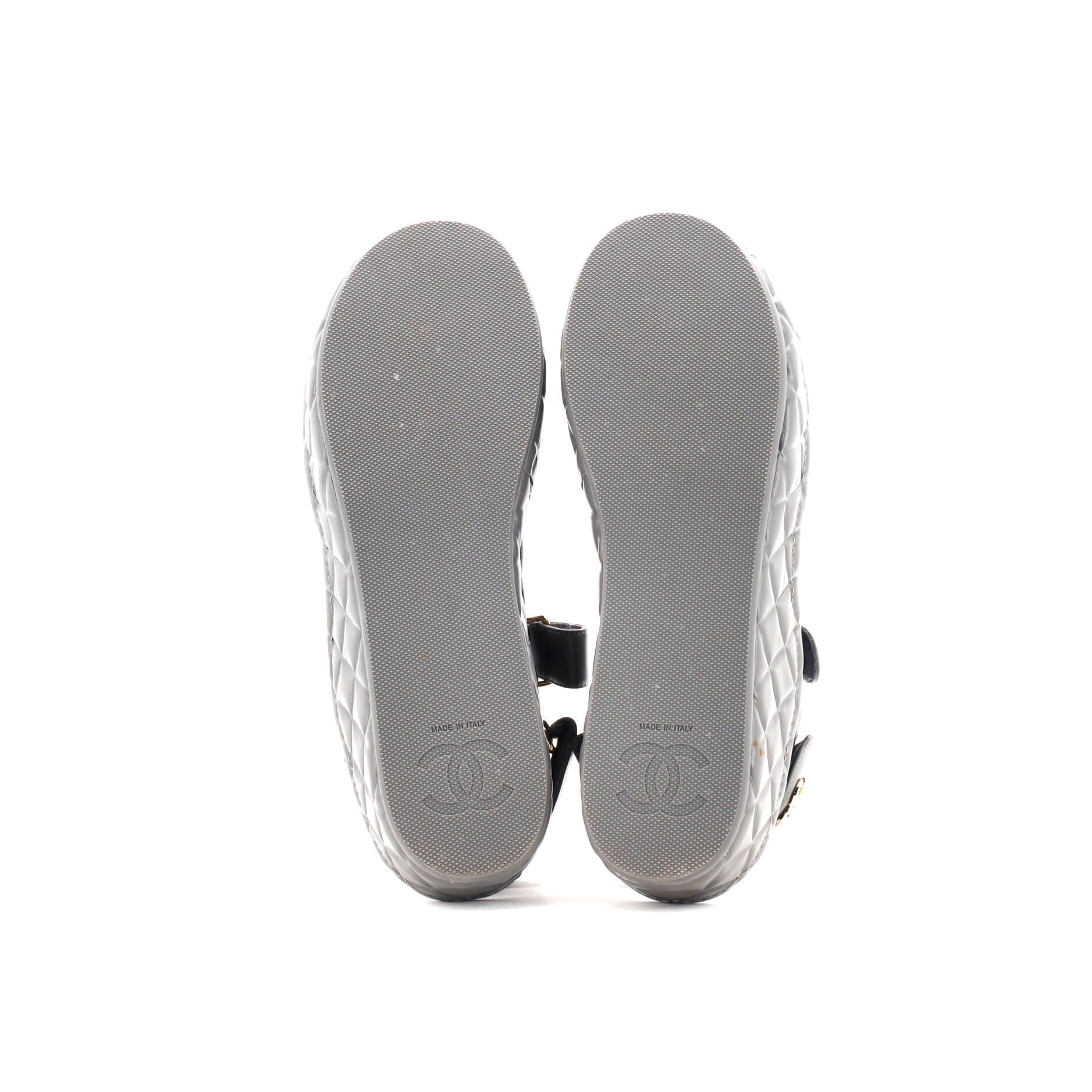 Women's Logo Velcro Strap Wedge Sandals Quilted Leather