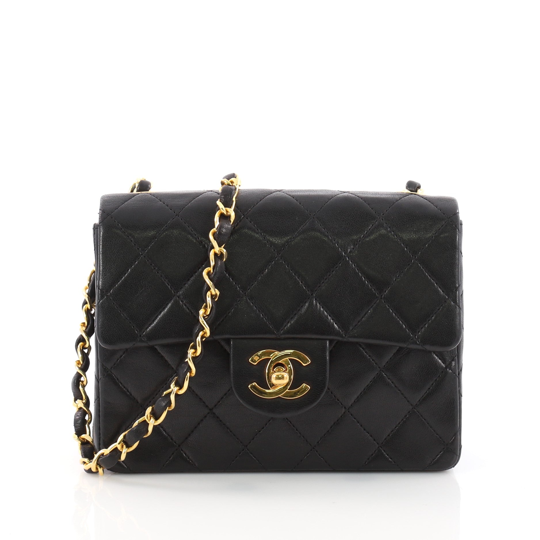Vintage Square Classic Single Flap Bag Quilted Lambskin Mini