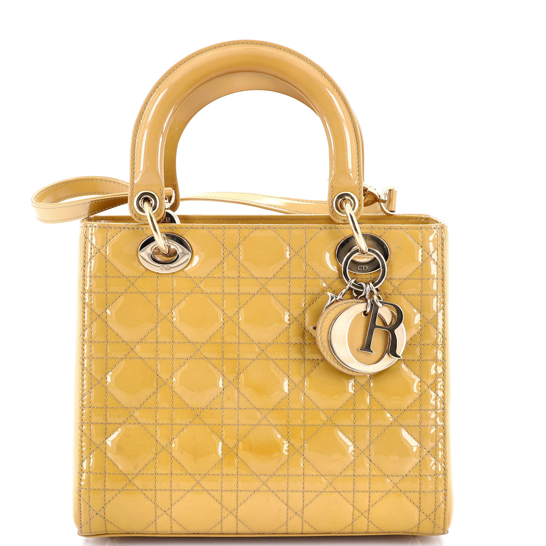 Lady Dior Bag Cannage Quilt Patent Medium
