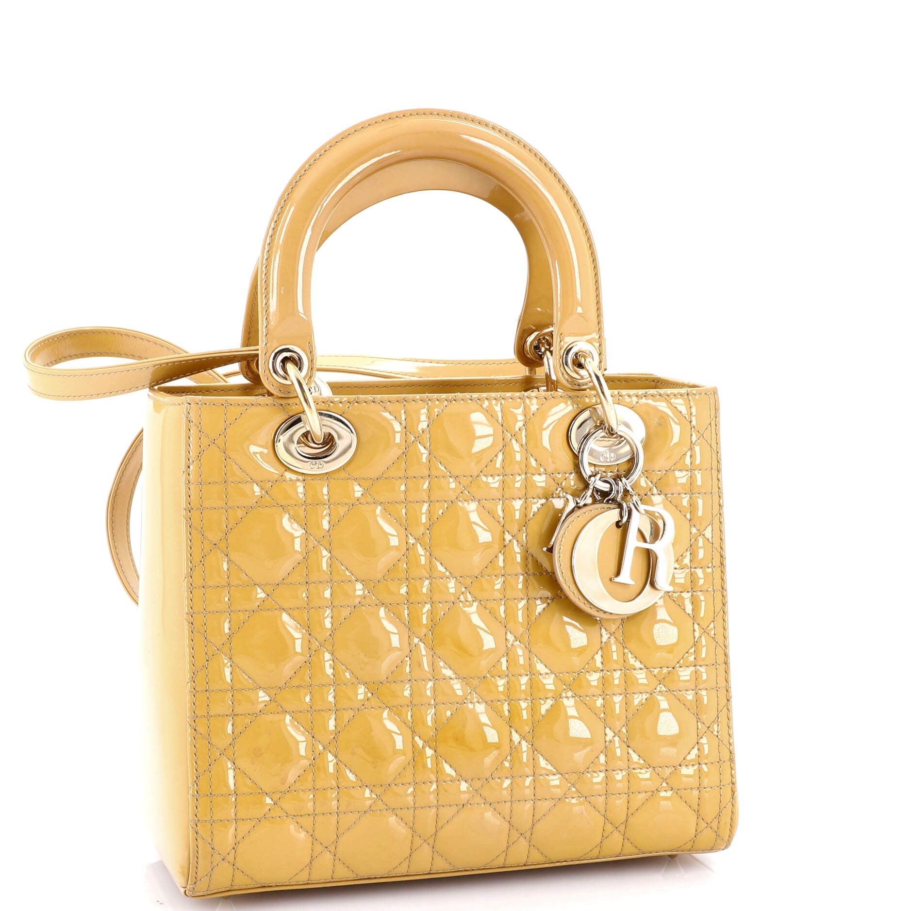 Lady Dior Bag Cannage Quilt Patent Medium