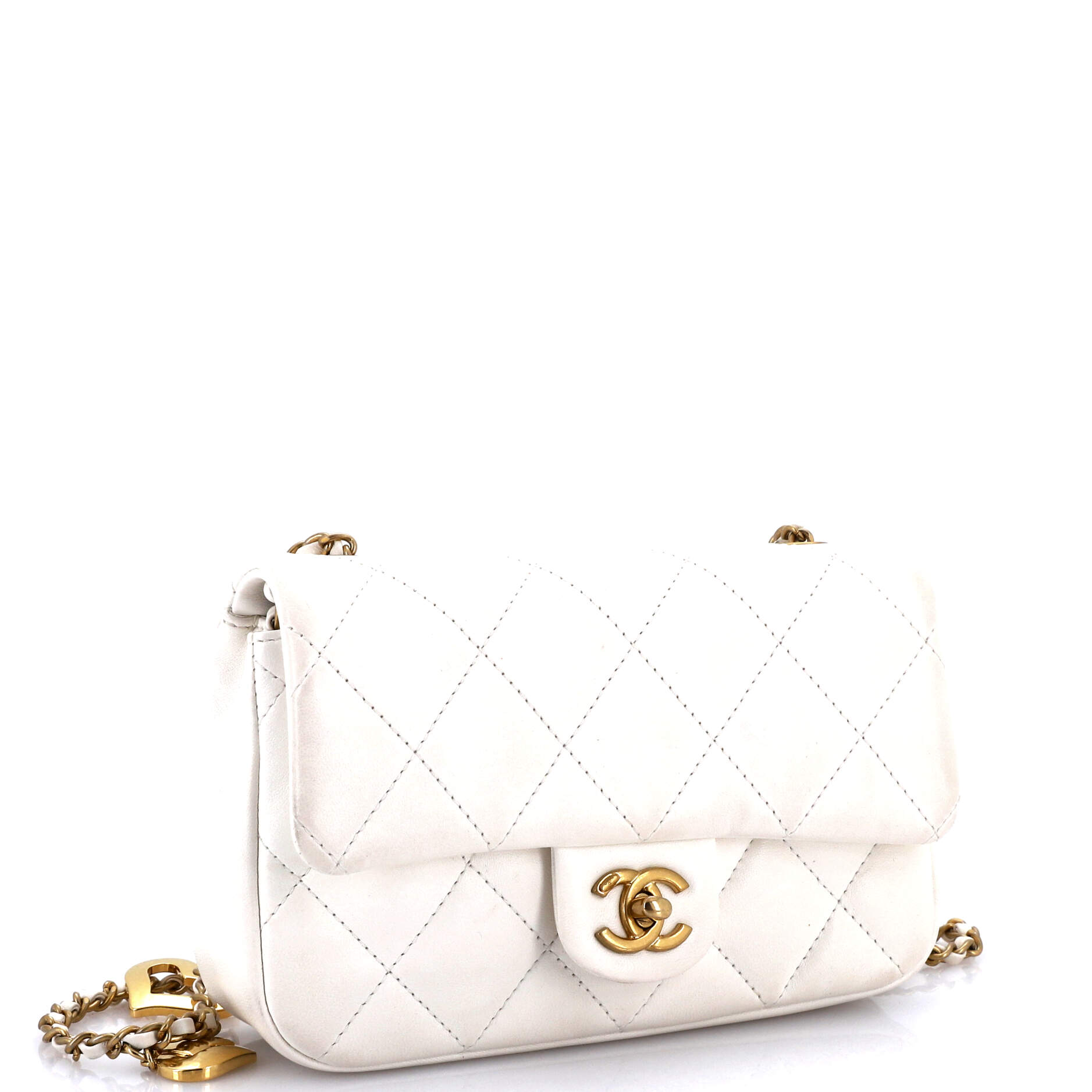 Heart Charms Flap Bag Quilted Lambskin Mini