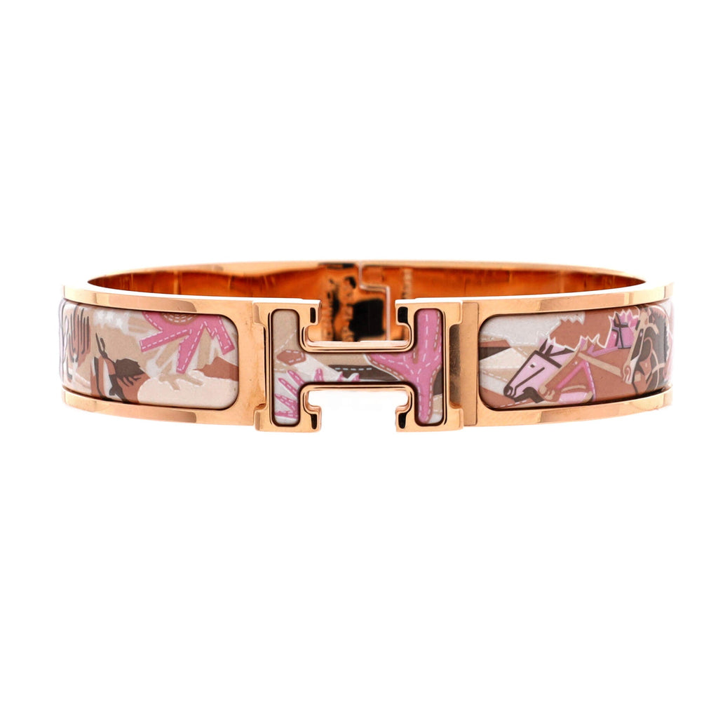 Clic H Bracelet Printed Enamel Extra Narrow