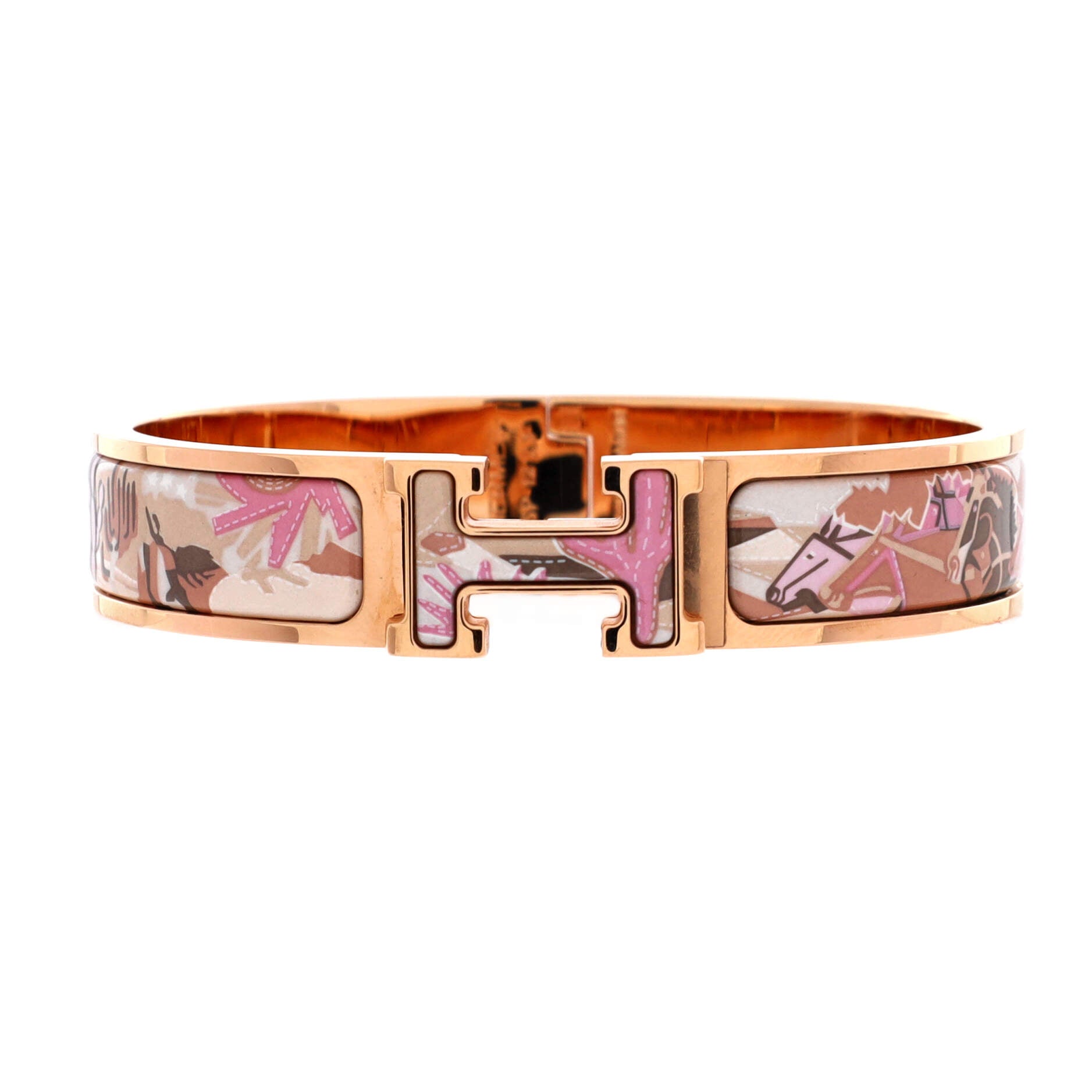 Clic H Bracelet Printed Enamel Extra Narrow