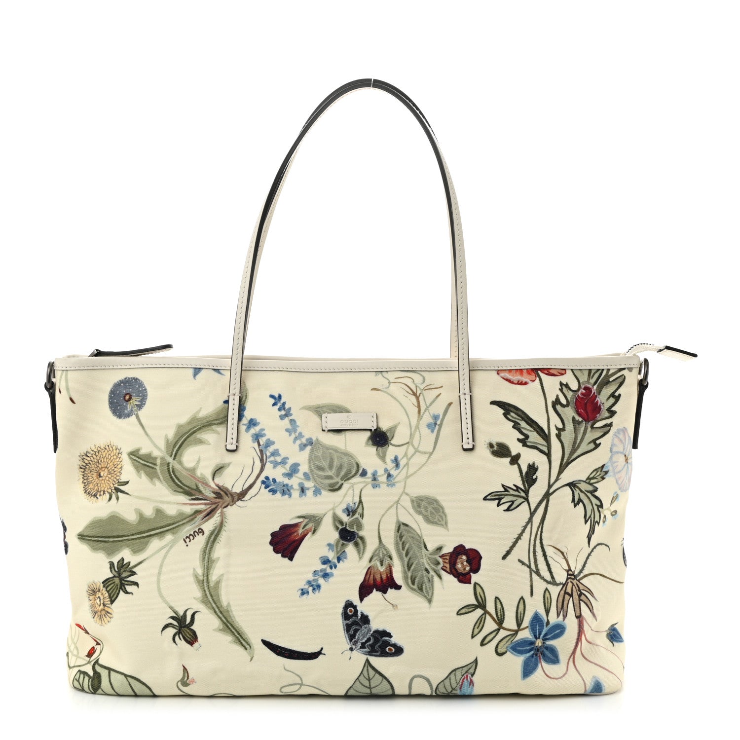 Canvas Flora Knight Medium Zippered Tote White