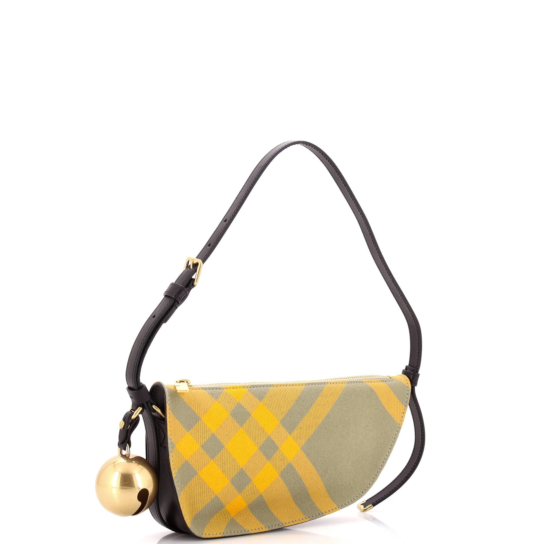 Shield Sling Shoulder Bag Check Canvas and Leather Mini