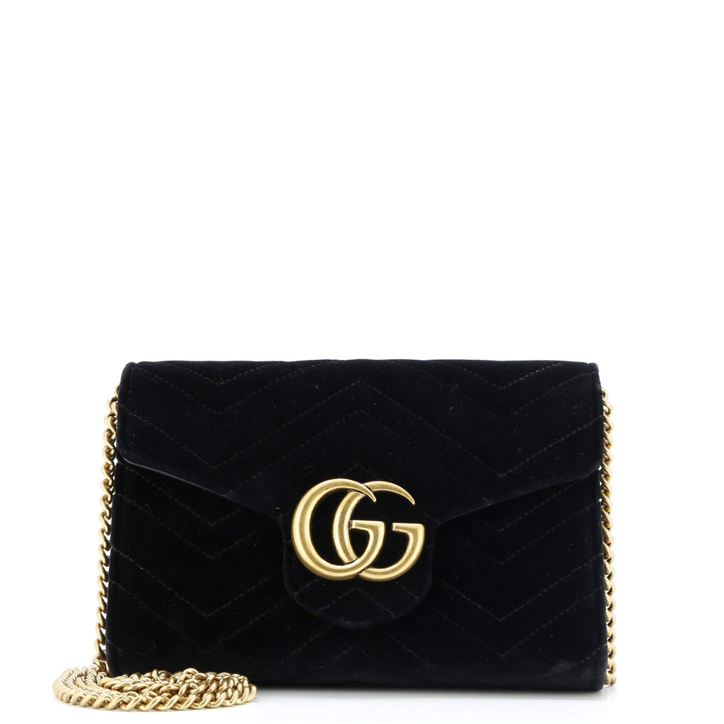 GG Marmont Chain Wallet Matelasse Velvet Mini