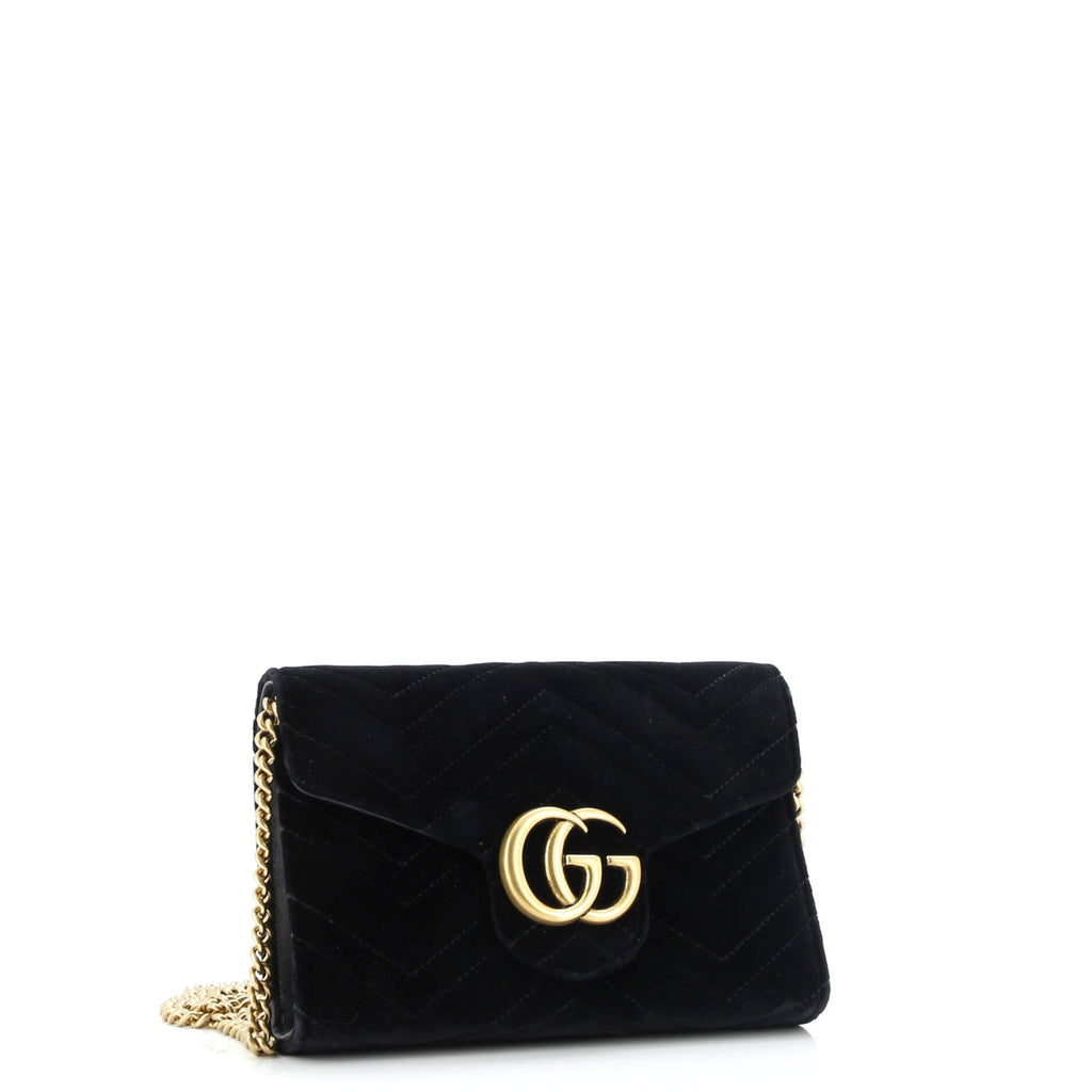 GG Marmont Chain Wallet Matelasse Velvet Mini
