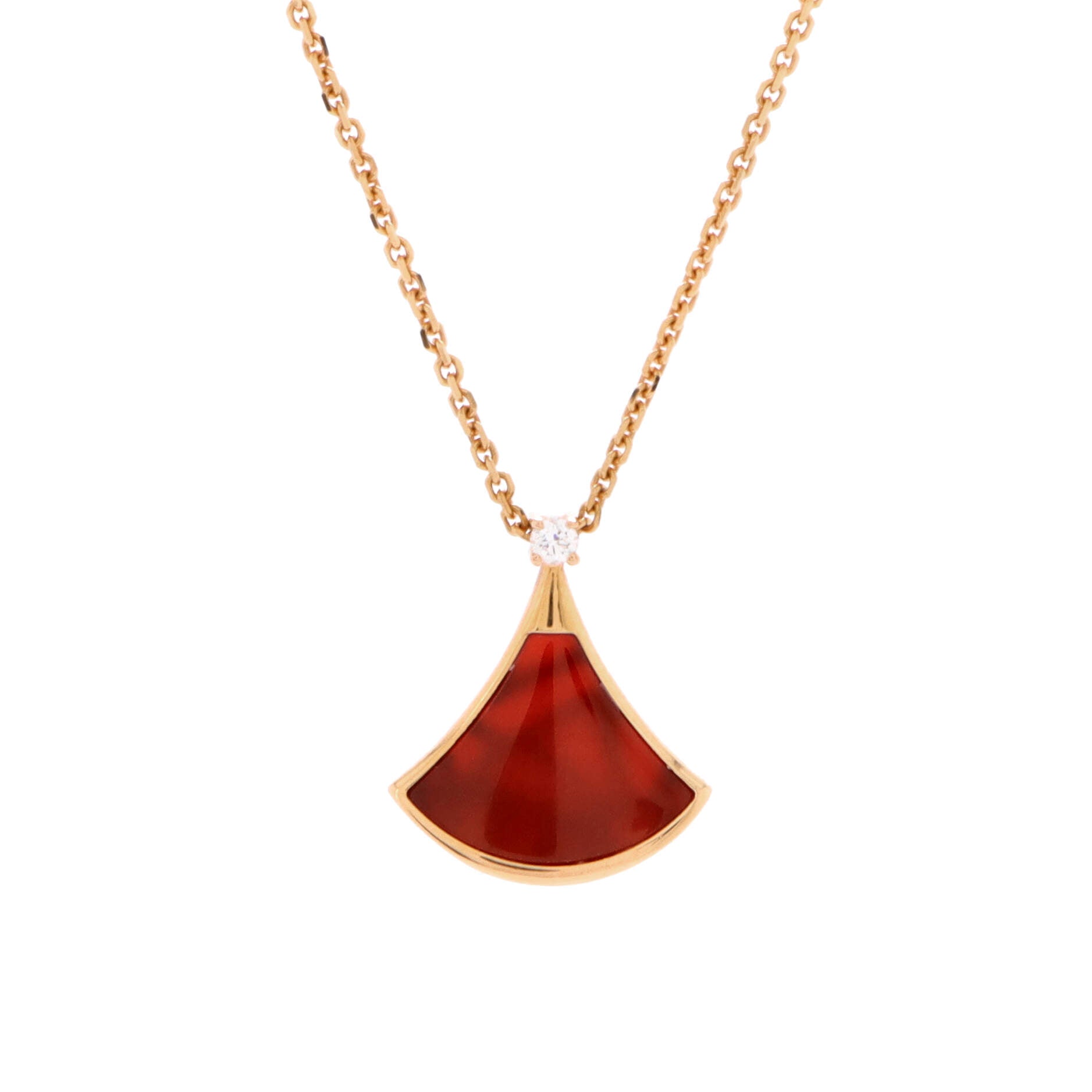 Divas' Dream Pendant Necklace 18K Rose Gold with Carnelian and Diamond Small