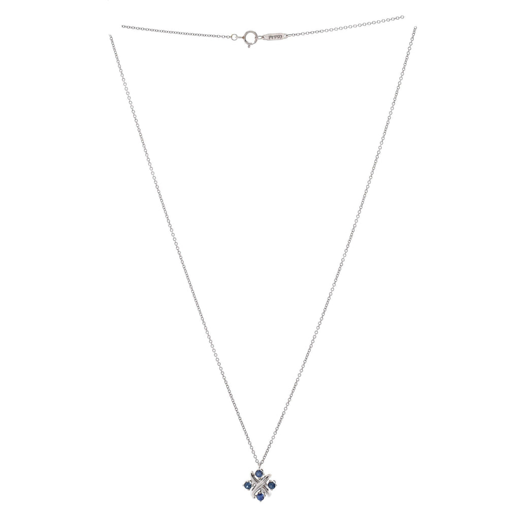 Schlumberger Lynn Pendant Necklace Platinum with Blue Sapphires