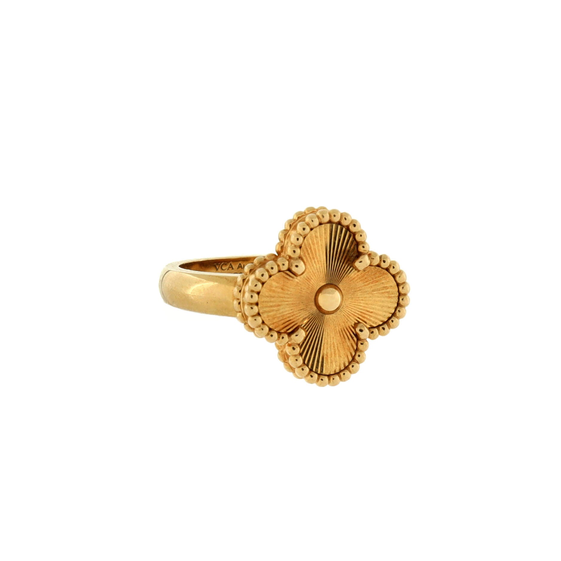 Vintage Alhambra Ring Guilloche 18K Yellow Gold