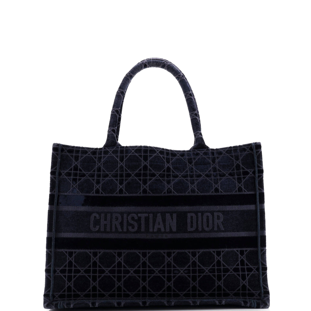 Book Tote Cannage Embroidered Velvet Medium