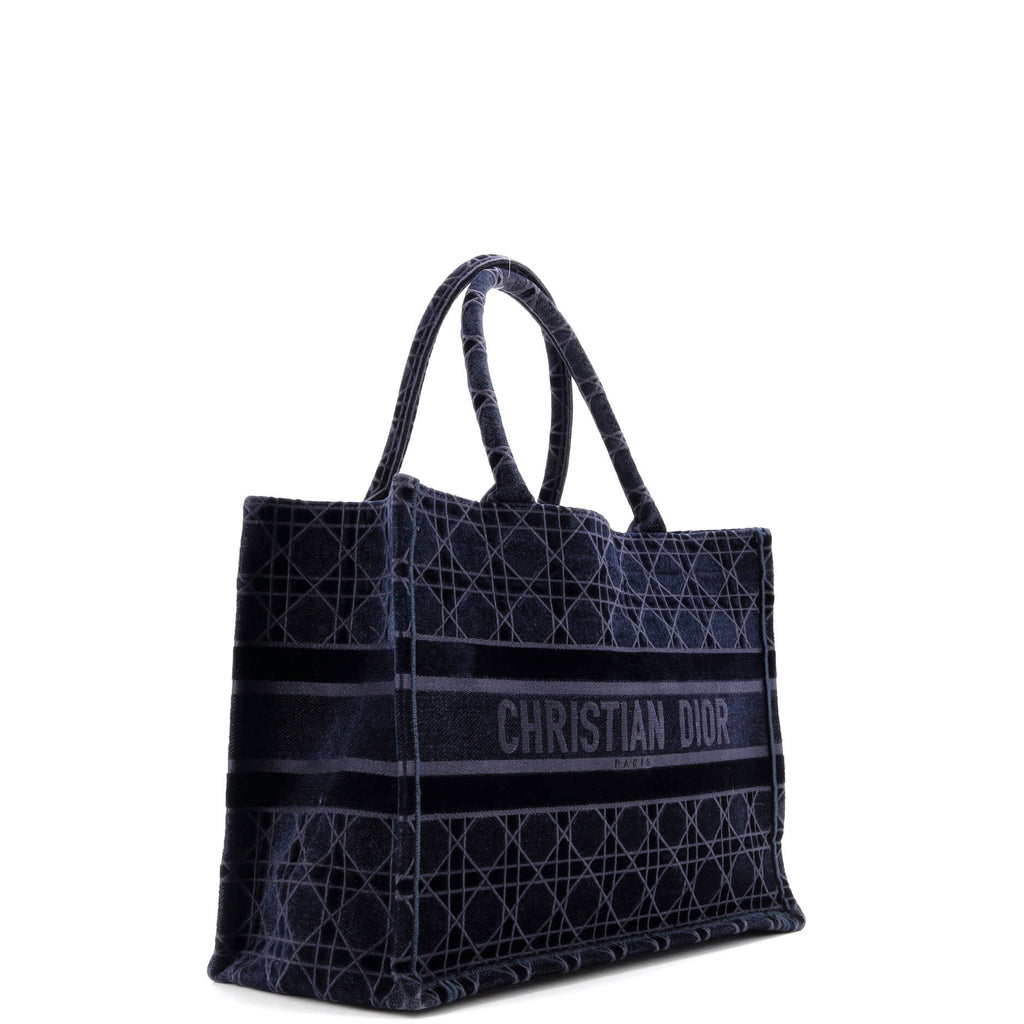 Book Tote Cannage Embroidered Velvet Medium