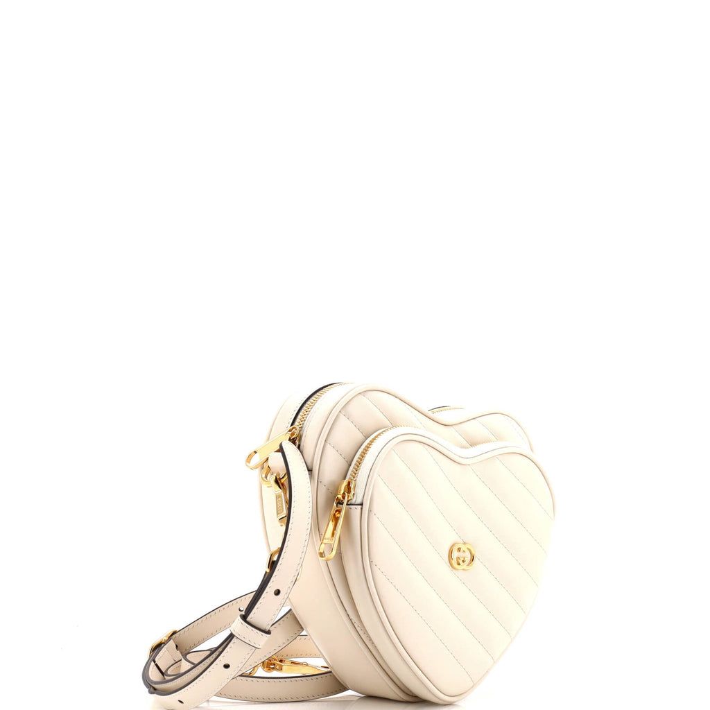 Interlocking G Heart Shoulder Bag Diagonal Quilted Leather Mini