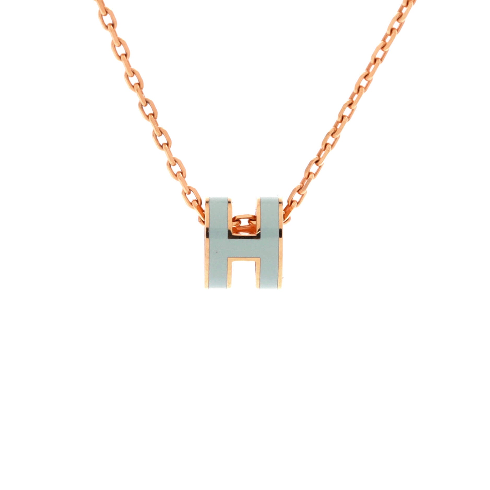 Pop H Pendant Chain Necklace Metal and Enamel Mini