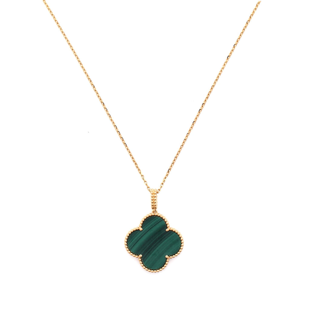 Magic Alhambra Pendant Necklace 18K Yellow Gold and Malachite