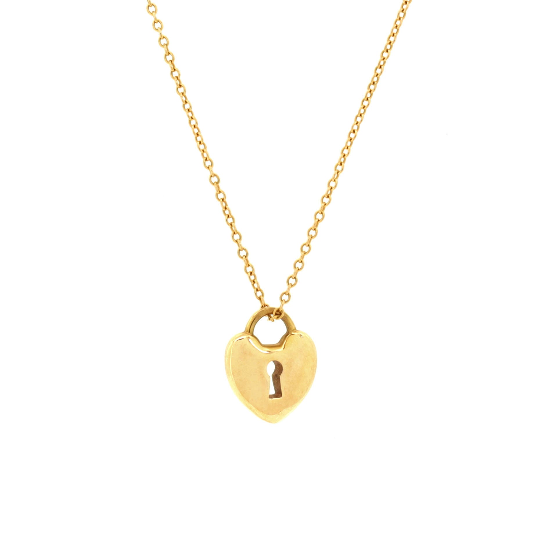 Heart Lock Pendant Necklace 18K Yellow Gold