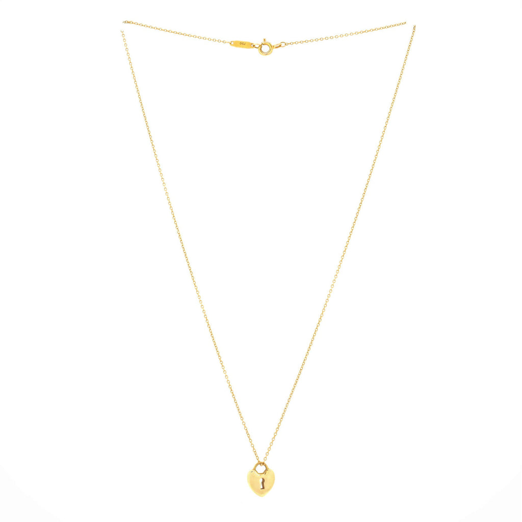 Heart Lock Pendant Necklace 18K Yellow Gold
