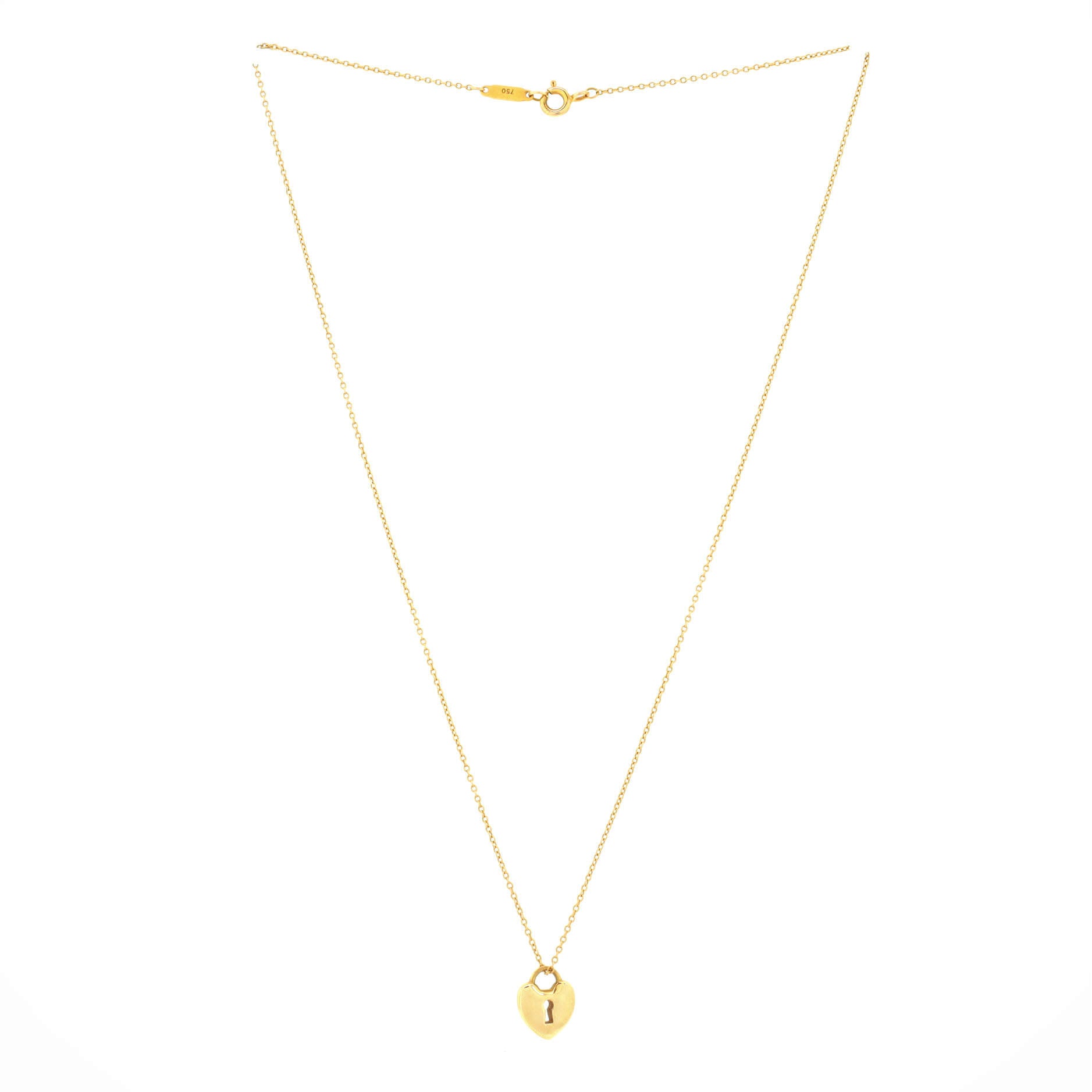 Heart Lock Pendant Necklace 18K Yellow Gold