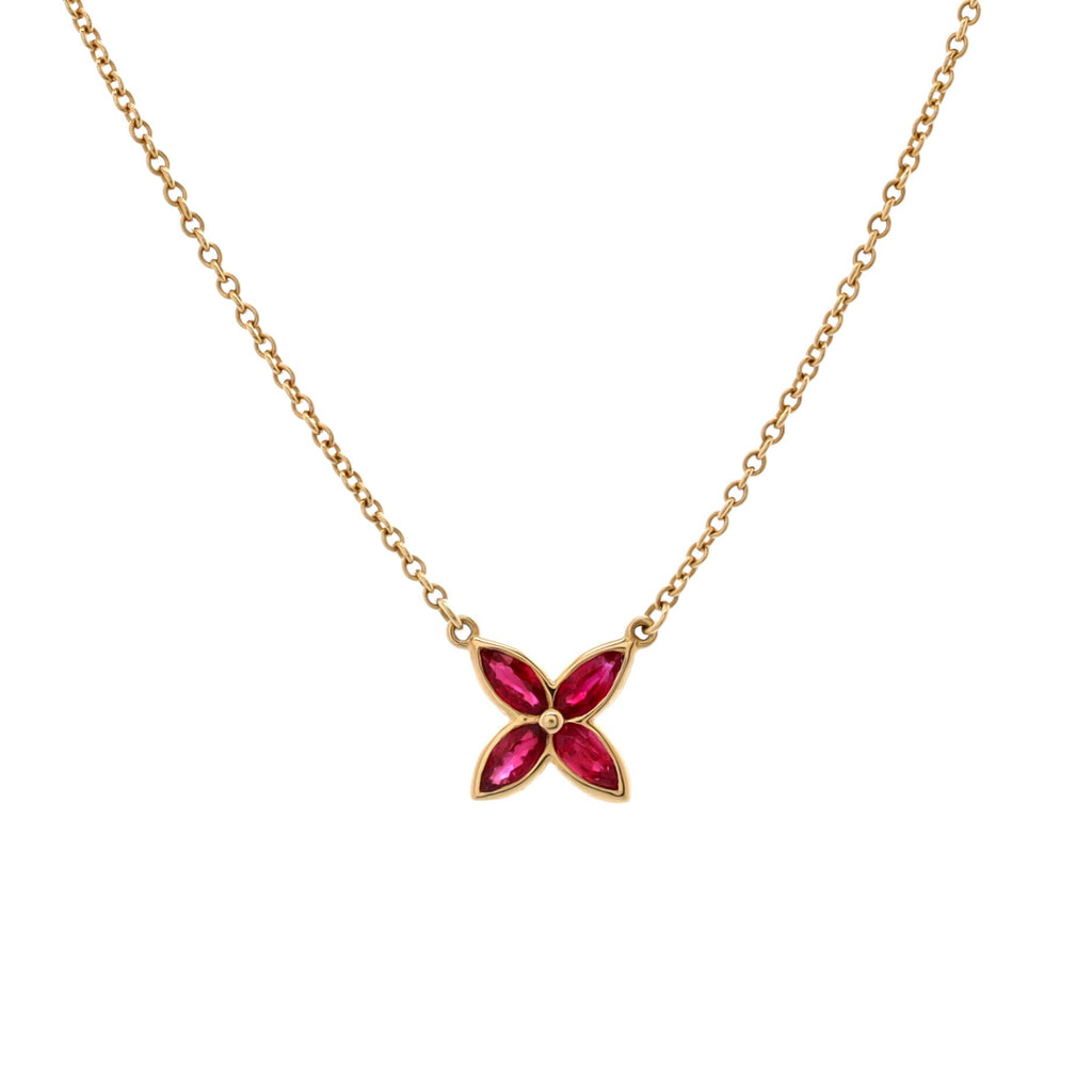 Victoria Pendant Necklace 18K Yellow Gold with Ruby Small