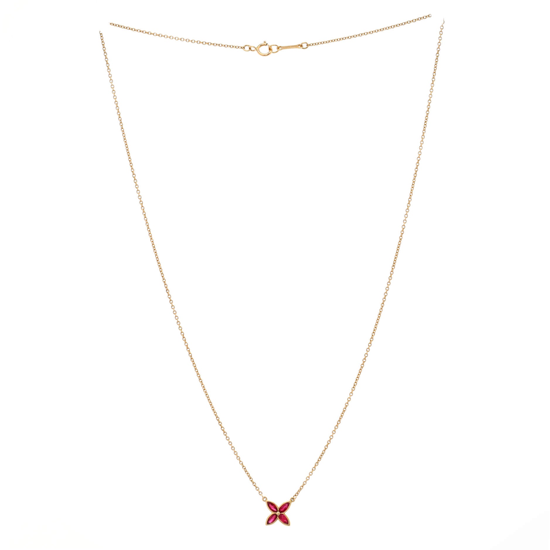 Victoria Pendant Necklace 18K Yellow Gold with Ruby Small
