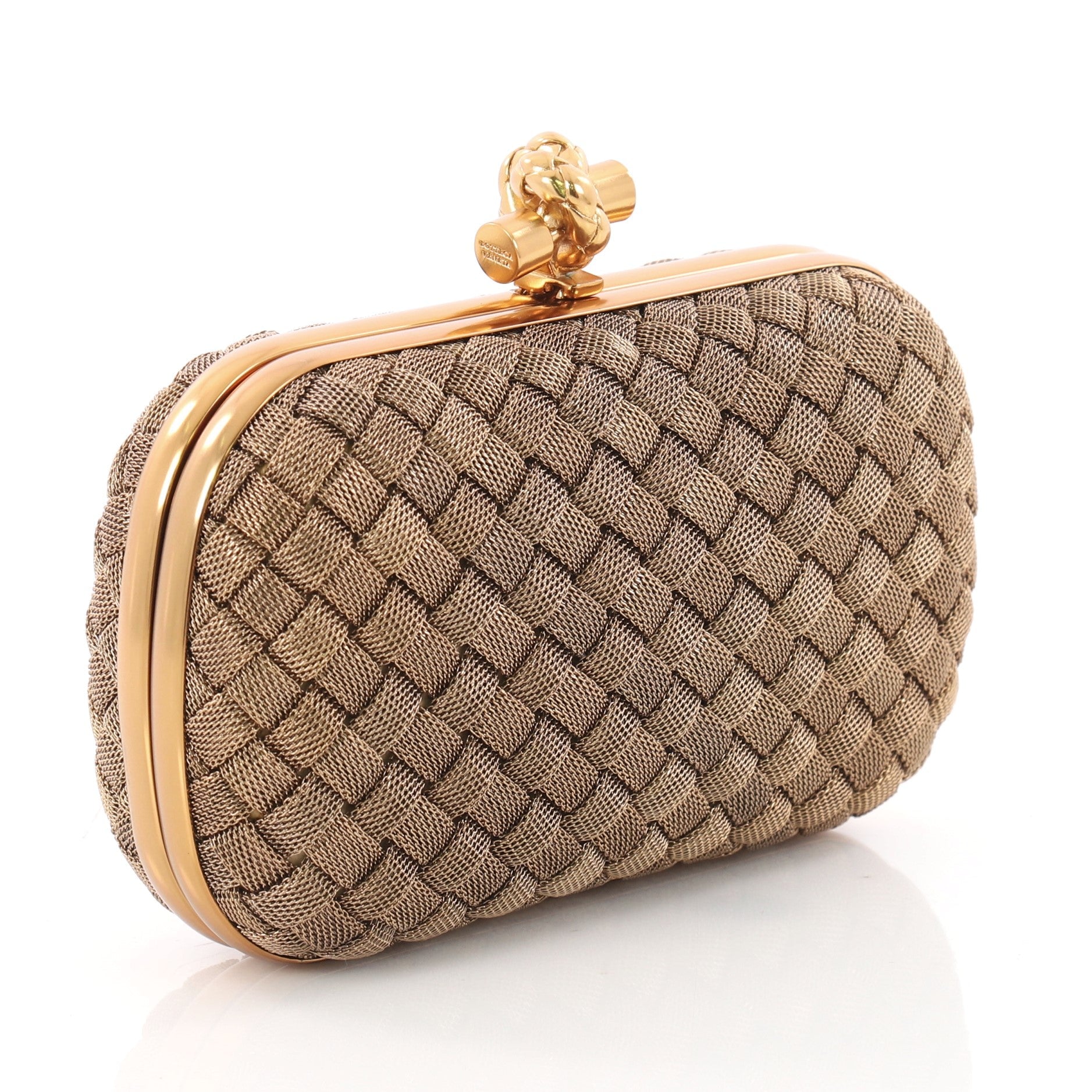 Box Knot Clutch Intrecciato Brass Small
