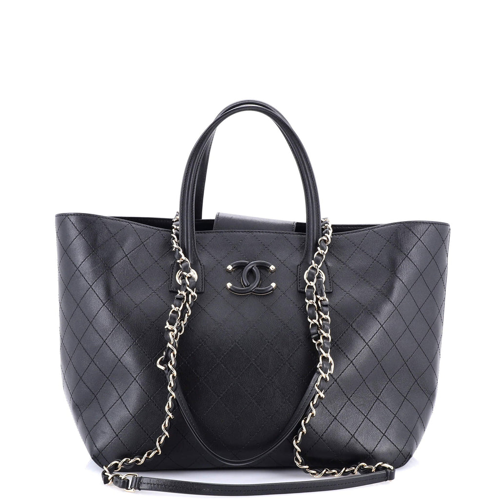 Covered CC Shopping Tote Stitched Calfskin Medium