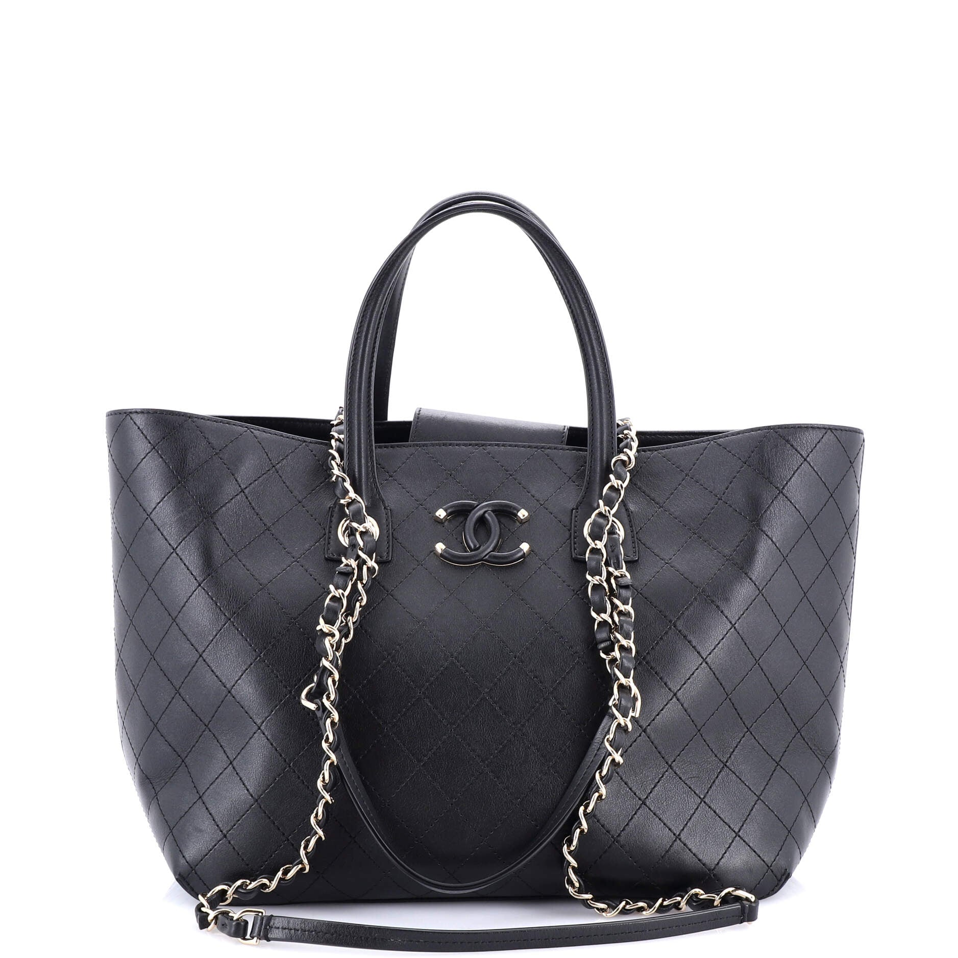 Covered CC Shopping Tote Stitched Calfskin Medium