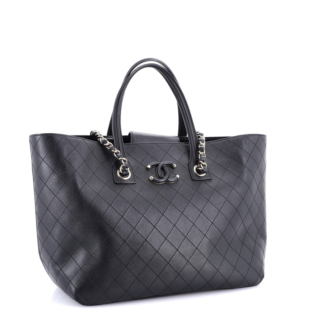 Covered CC Shopping Tote Stitched Calfskin Medium