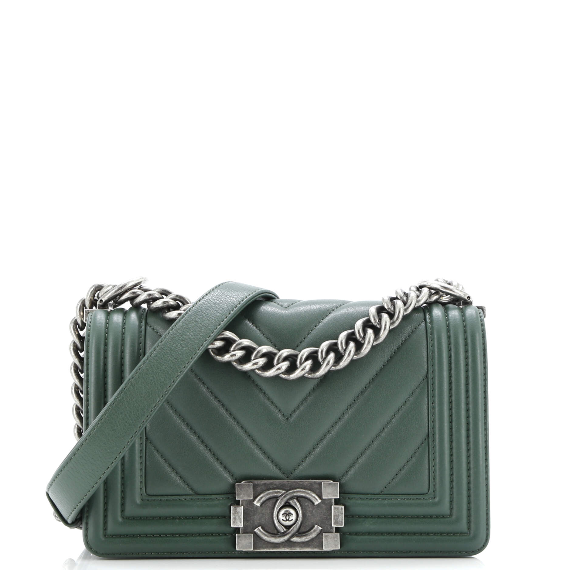 Boy Flap Bag Chevron Calfskin Small