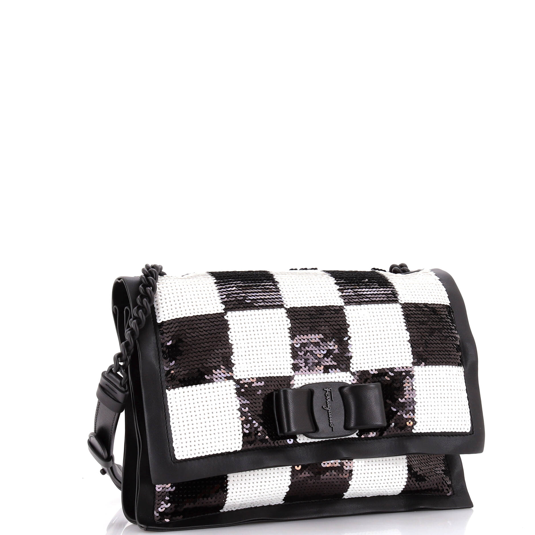 Viva Bow Flap Bag Sequin Embellished Leather Small