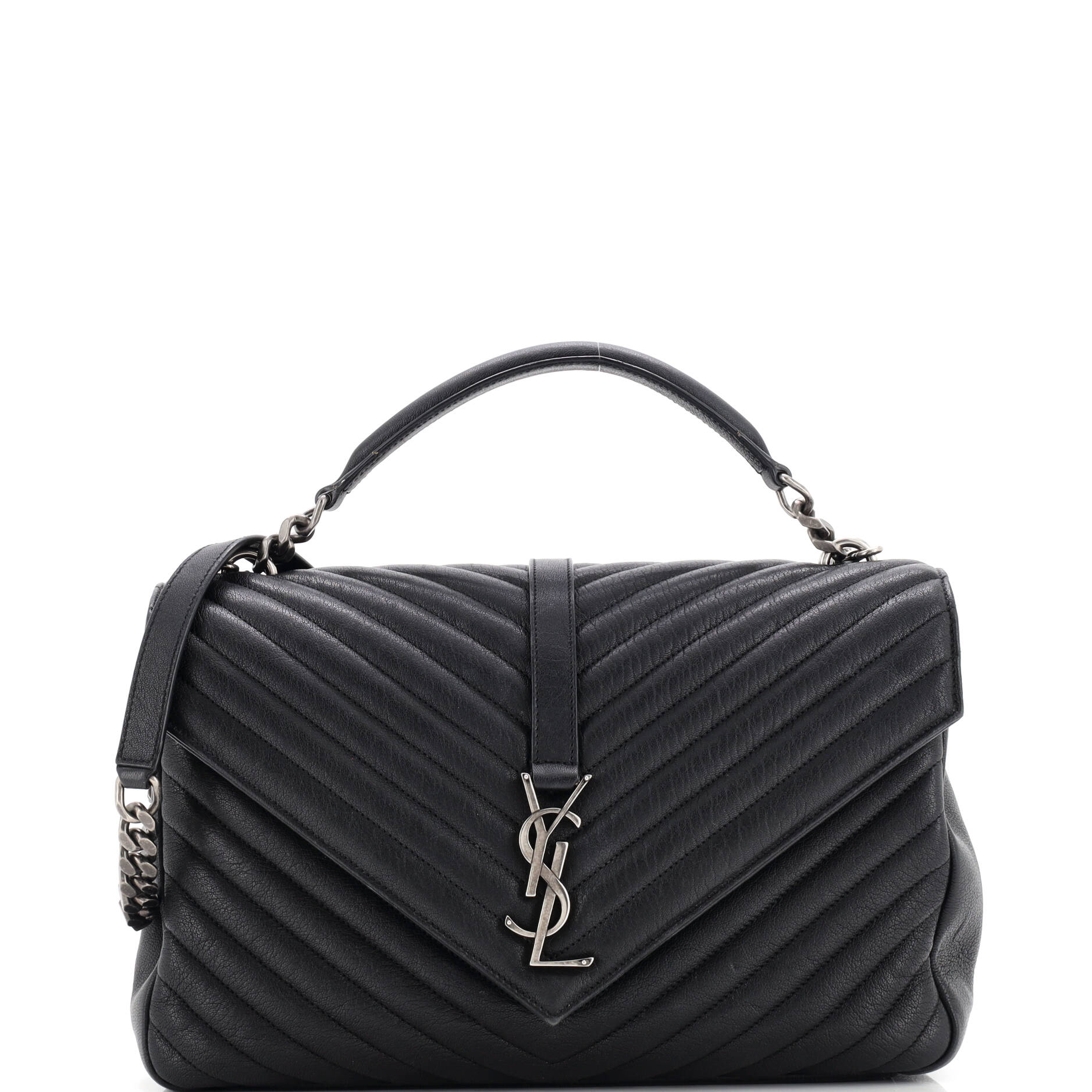 Classic Monogram College Bag Matelasse Chevron Leather Large